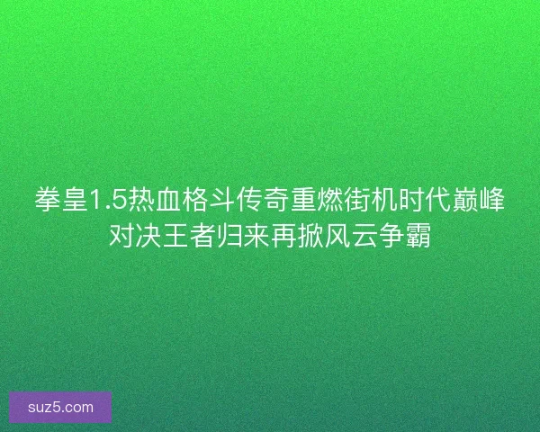 拳皇1.5热血格斗传奇重燃街机时代巅峰对决王者归来再掀风云争霸